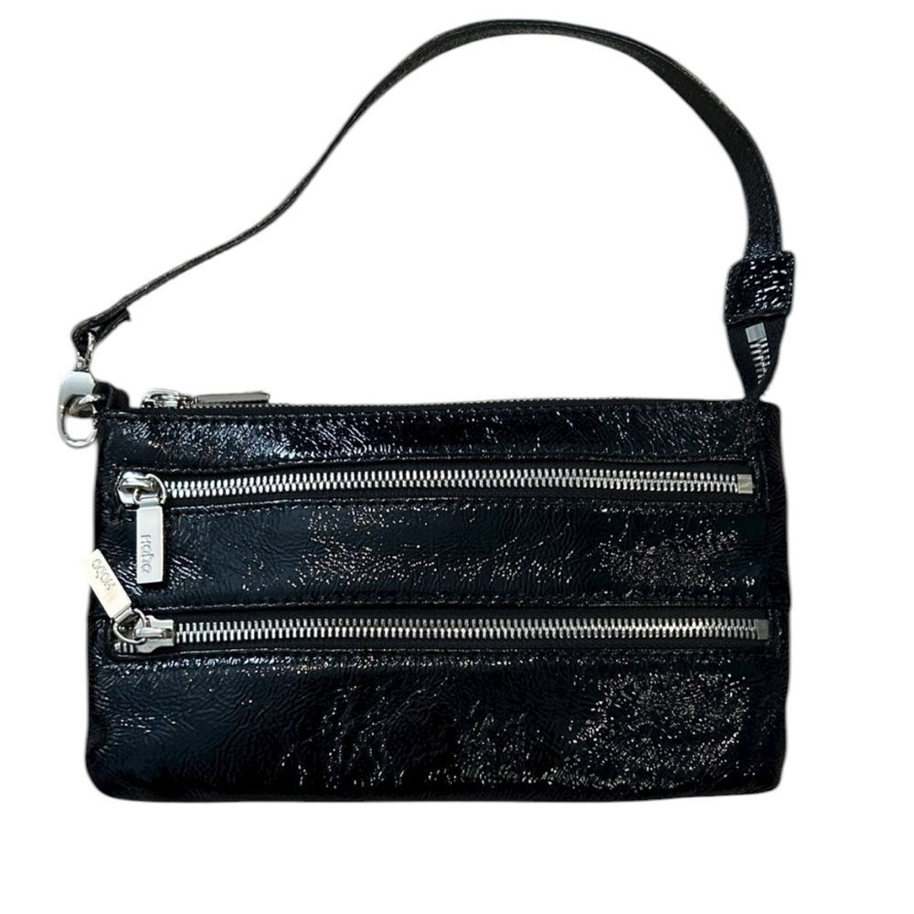 Hobo international patent leather Black bag Zipper Accents with Crossbody strap